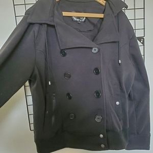 Hooded Pea Coat - Sweatshirt Fabric